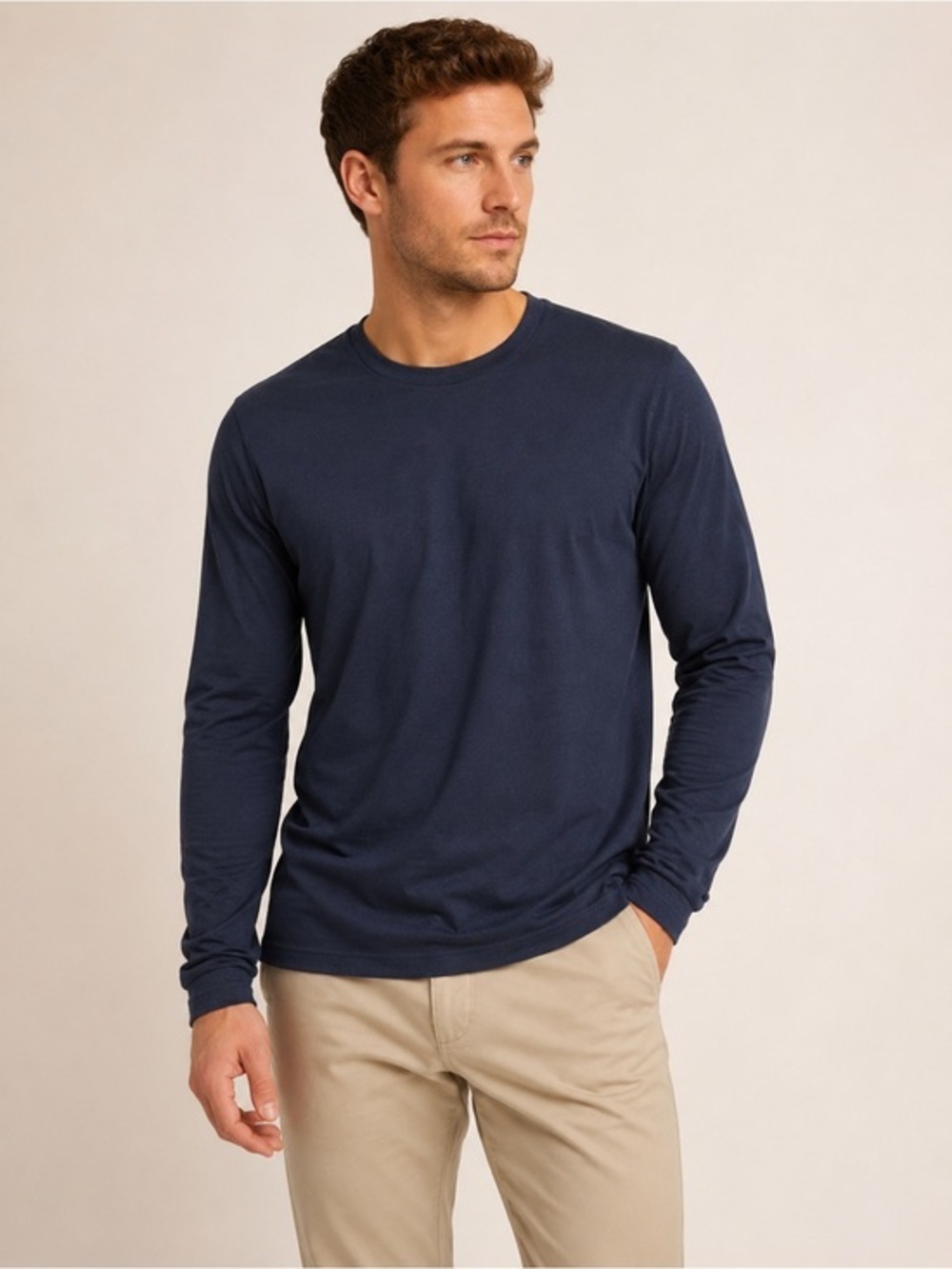 Hugo Boss Men’s Navy Long Sleeve Crewneck Tee Shirt Large
